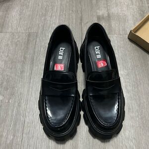 Bar III Glossy Black Chunky Loafers , New , Size 6